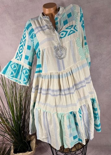 Italy boho leinen mix kleid - boho,